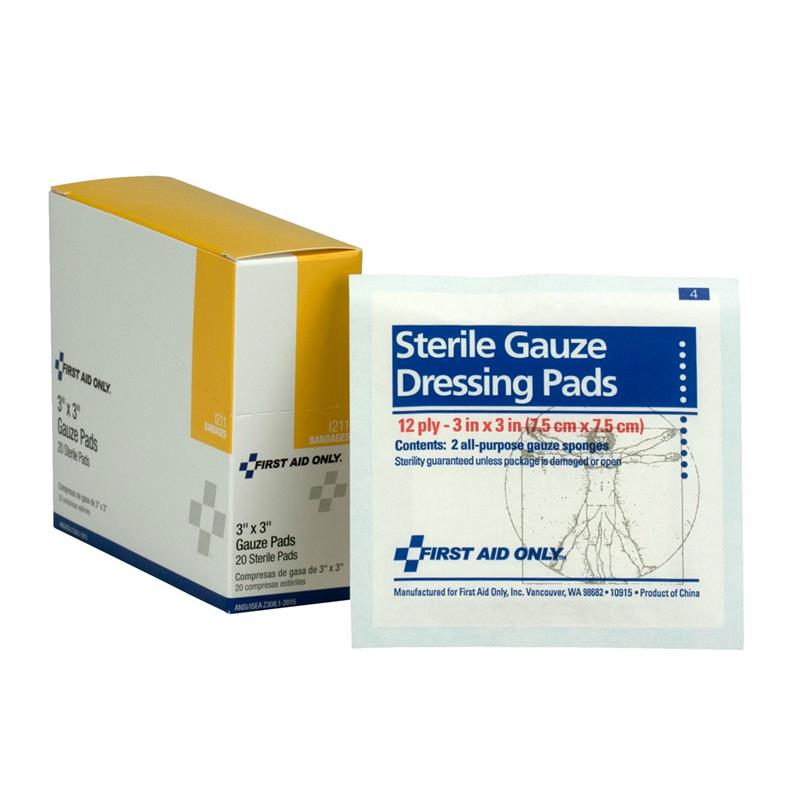 STERILE GAUZE PADS 3" x 3" 20/BX