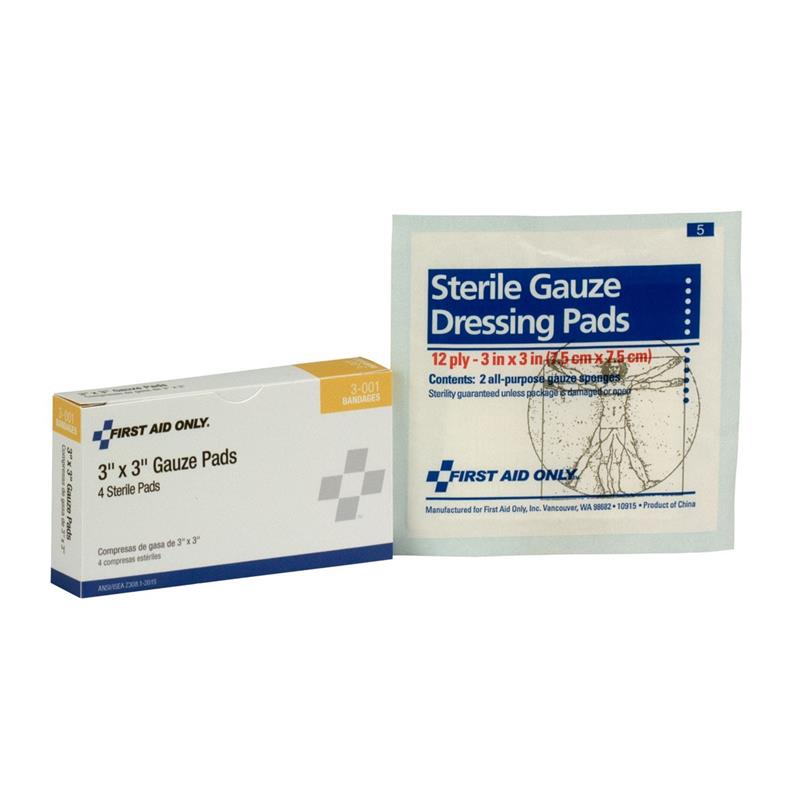 STERILE 3" X 3" GAUZE PADS 4/BX