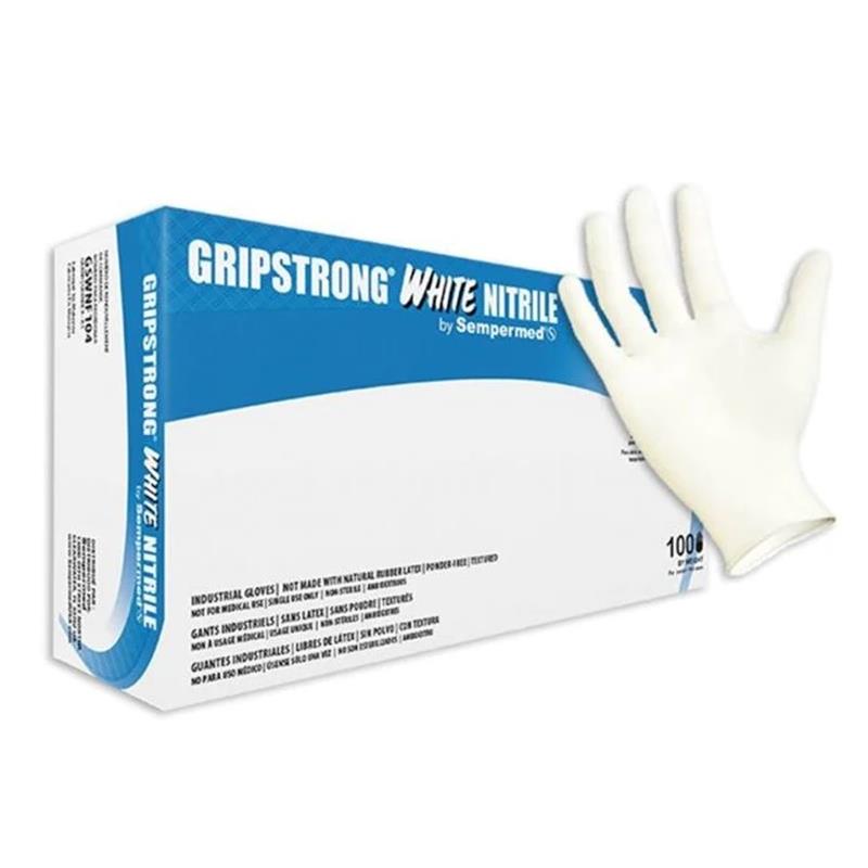 GRIPSTRONG WHITE NITRILE 100/BX