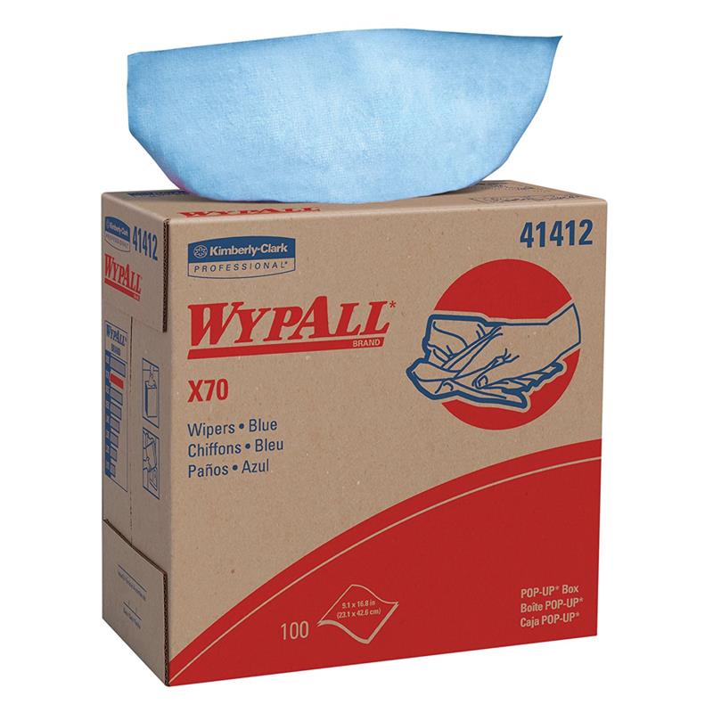 WYPALL X70 POP-UP BOX BLUE 100 WIPERS