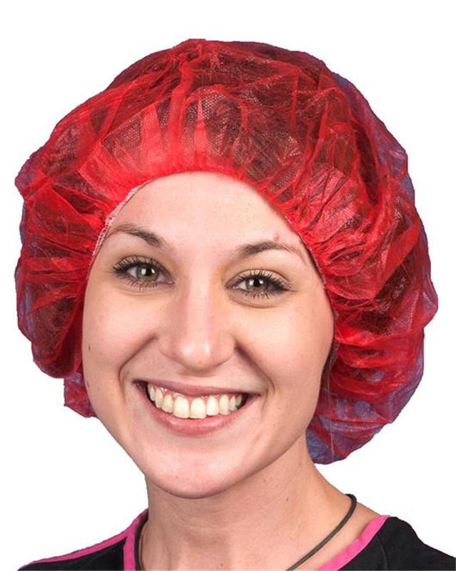 24" RED BOUFFANT CAP 500 EA/CS