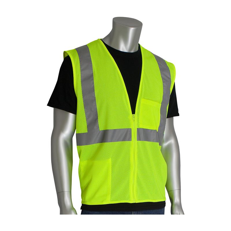 ANSI CLASS 2 TWO POCKET ZIPPER MESH VEST