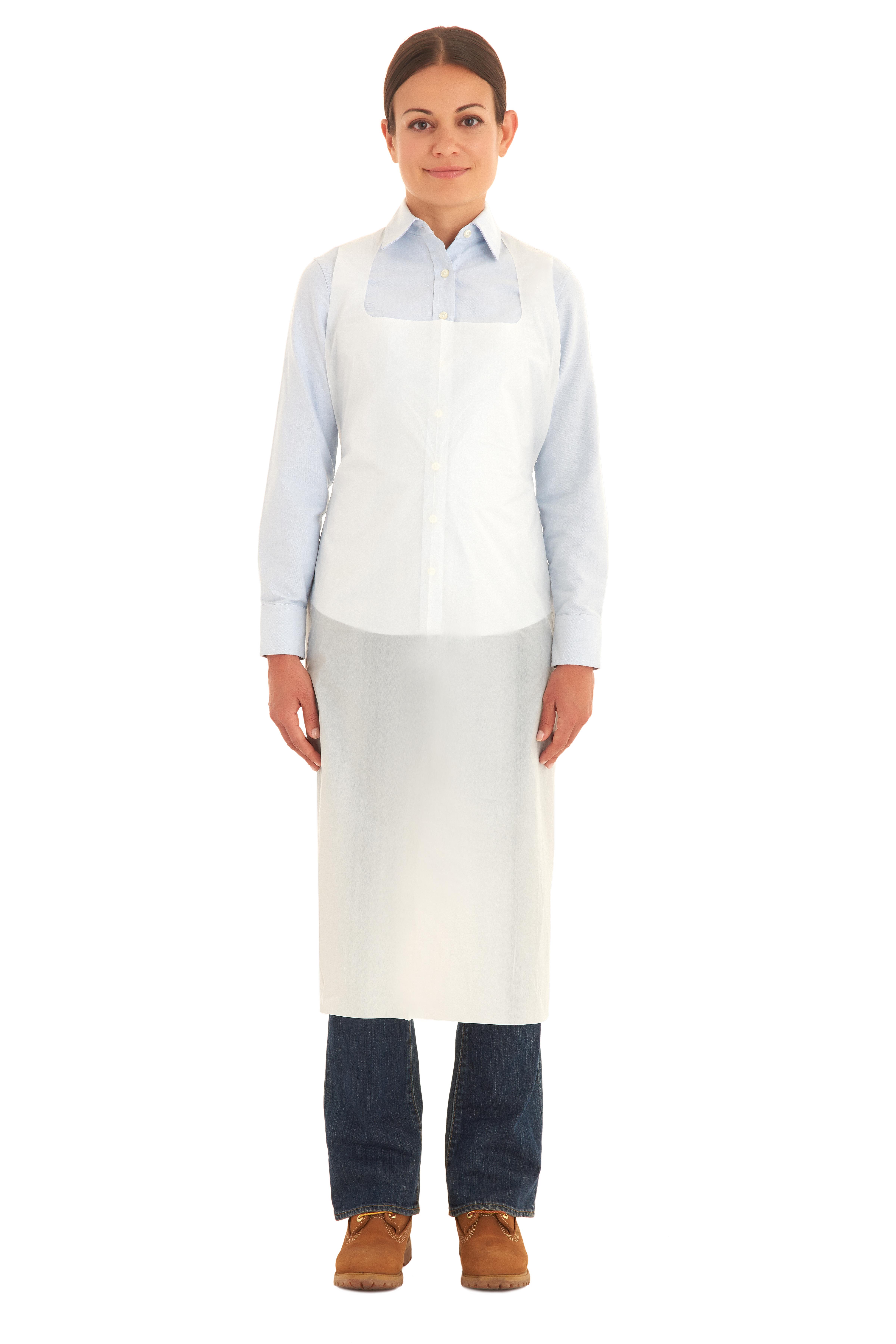 1.5 MIL WHITE SMOOTH POLY APRON 28 X 46