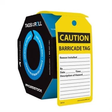 CAUTION BARRICADE TAGS 100/RL