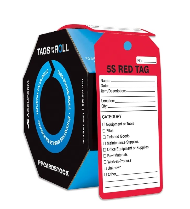 5S RED TAGS BY THE ROLL 100/RL