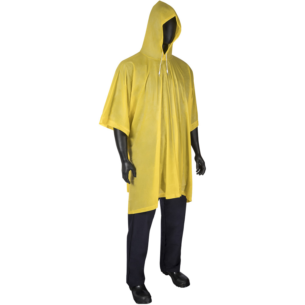 YELLOW .10MM PVC RAIN PONCHO 52" x 80"