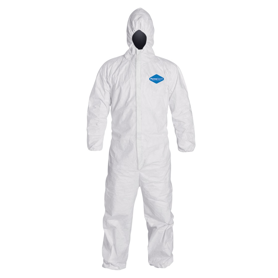 PERMAGARD HOODED COVERALL ELASTIC W & A