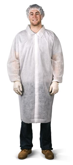 WHITE POLYPROPYLENE LAB COAT 30/CS