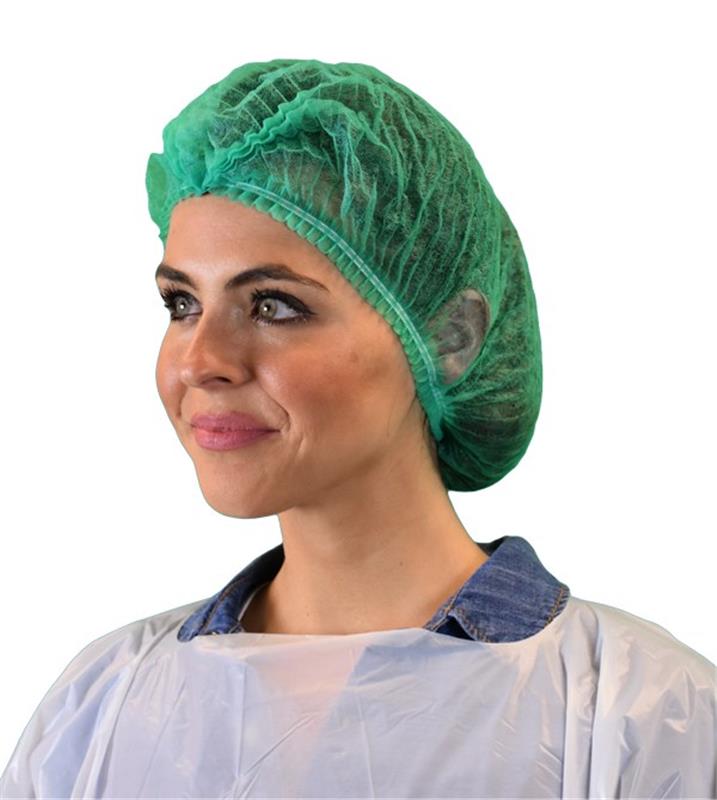 21" GREEN PLEATED POLY BOUFFANT 1000/CS