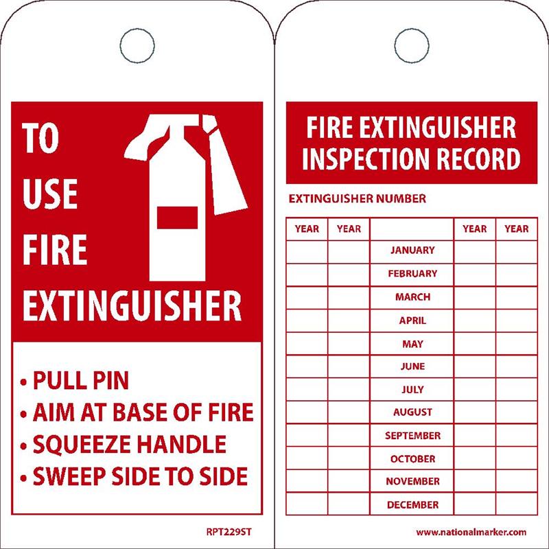 EZ PULL FIRE EXTINGUISHER INSPECTION TAG